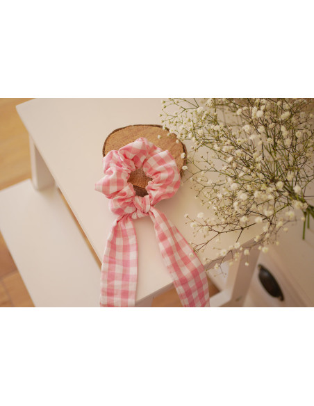 scrunchie Ruban Jean Vichy Rose