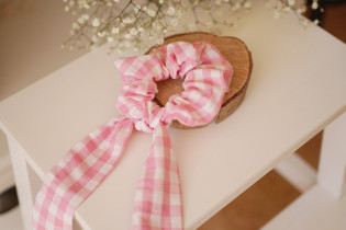 scrunchie Ruban Jean Vichy Rose