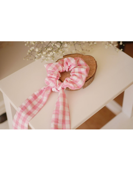 scrunchie Ruban Jean Vichy Rose