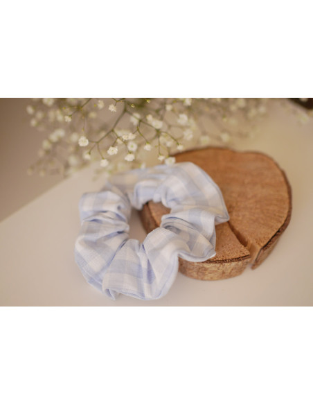 Pale Blue Vichy Jean scrunchie
