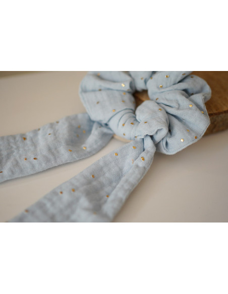 scrunchie Ruban Lina Bleu Glacier et gold