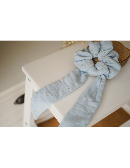 scrunchie Ruban Lina Bleu Glacier et gold
