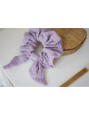 scrunchie bow Ivy Lilac with gold polka dots