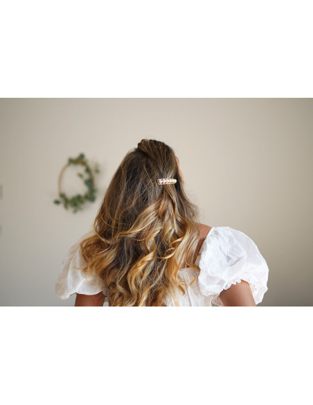 Barrette Rachelle Dorée Perles Roses