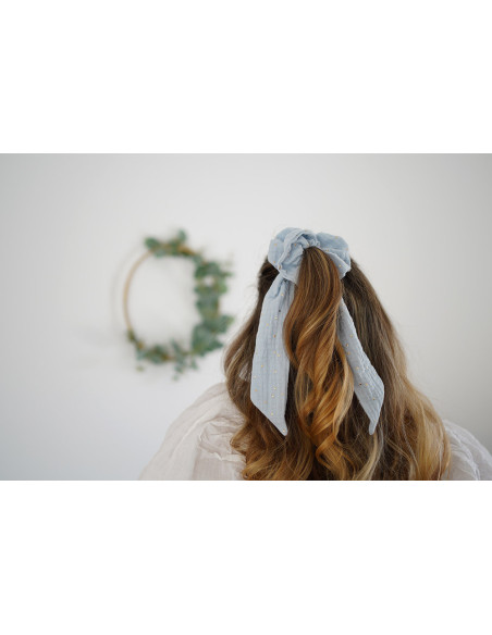 scrunchie Ruban Lina Bleu Glacier et gold