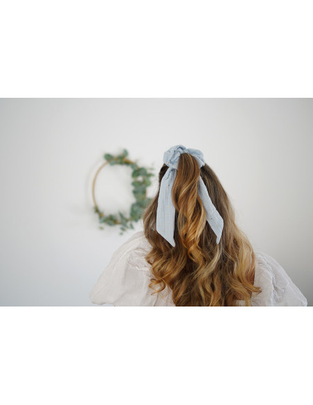 scrunchie Ruban Lina Bleu Glacier et gold