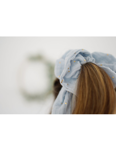 scrunchie Ruban Lina Bleu Glacier et gold