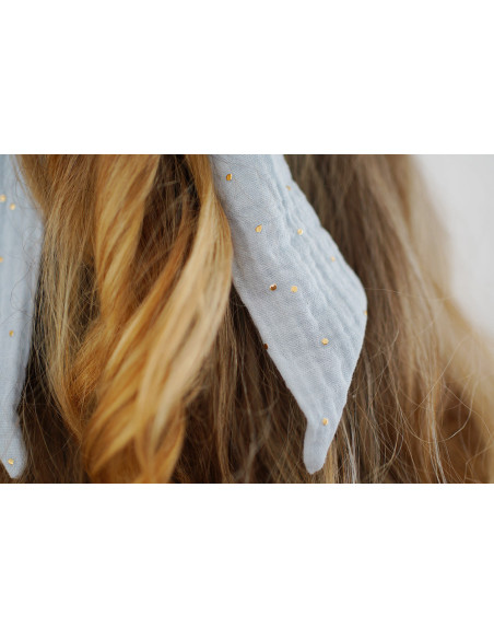 scrunchie Ruban Lina Bleu Glacier et gold