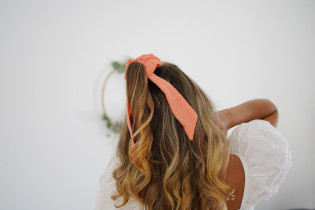 scrunchie Ruban Lina Corail et gold 2