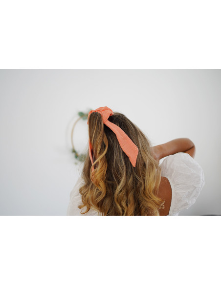 scrunchie Ruban Lina Corail et gold