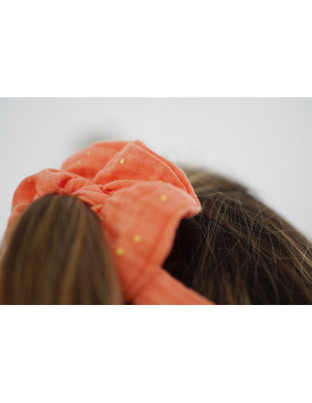 scrunchie Ruban Lina Corail et gold