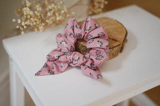 Chouchou Noeud Gaëlle Fleuri Rose Ancien