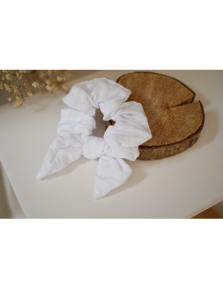 Chouchou Noeud Gabrielle Broderie Anglaise Blanche