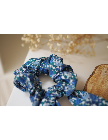Chouchou Ruban Bastien Fleuri Bleu Marine