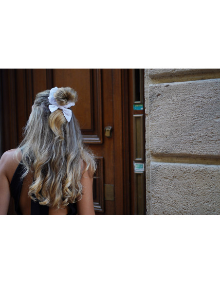 Chouchou Noeud Gabrielle Broderie Anglaise Blanche