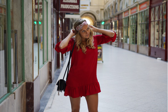 Bandeau Angèle Fleuri Rouge Orangé