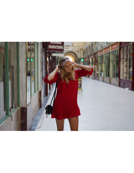 Bandeau Angèle Fleuri Rouge Orangé