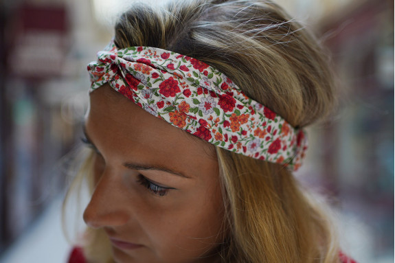 Bandeau Angèle Fleuri Rouge Orangé