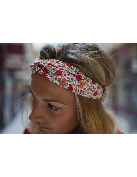 Bandeau Angèle Fleuri Rouge Orangé