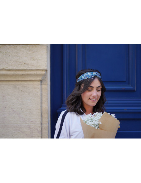 Bandeau Bastien Fleuri Bleu Marine