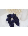 scrunchie bow Ivy Navy Blue with Gold Polka Dots