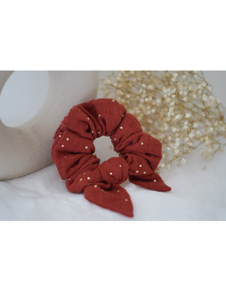 scrunchie bow Ivy Tomette with Golden Polka Dots