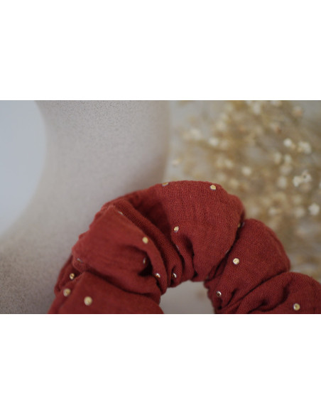 scrunchie bow Ivy Tomette with Golden Polka Dots