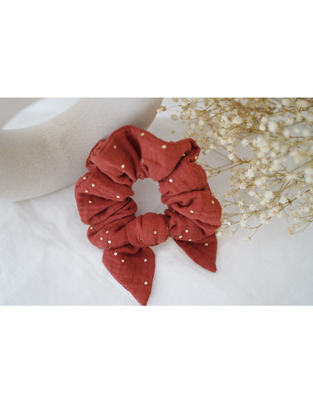 Chouchou Noeud Ivy Tomette à Pois Dorés