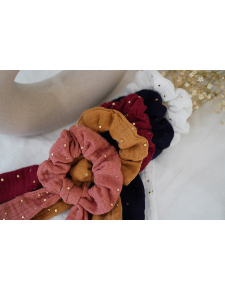 scrunchie Ruban kids Ivana Rouge Grenat et gold
