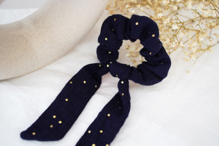scrunchie Ruban kids Ivana Bleu Marine et gold