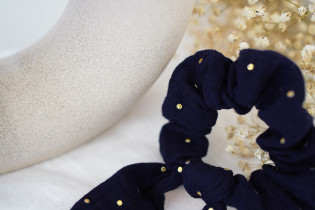 scrunchie Ruban kids Ivana Bleu Marine et gold 2