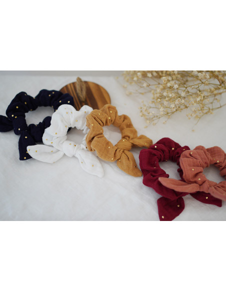 scrunchie bow kids Lou Bleu Marine et gold