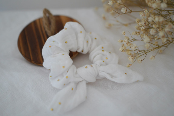 scrunchie bow kids Lou Blanc et gold