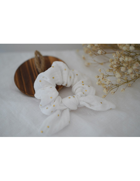 scrunchie bow kids Lou Blanc et gold