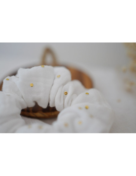 Chouchou Noeud Enfant Lou Blanc et doré