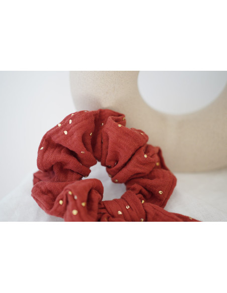 Chouchou Ruban Lina Tomette à pois dorés