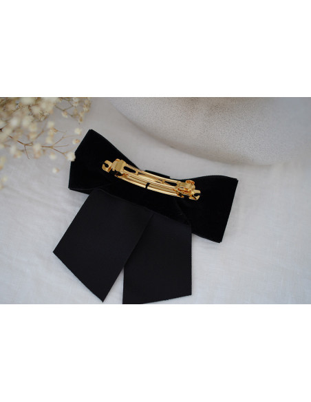 Barrette Noeud Alma Velours Noir
