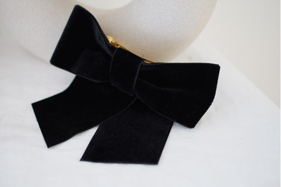 Barrette Noeud Alma Velours Noir