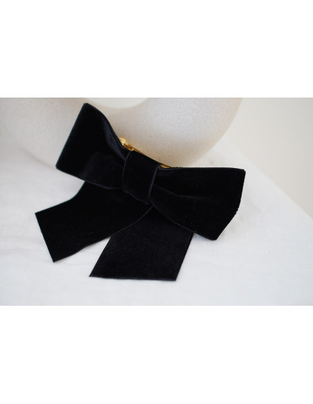 Barrette Noeud Alma Velours Noir