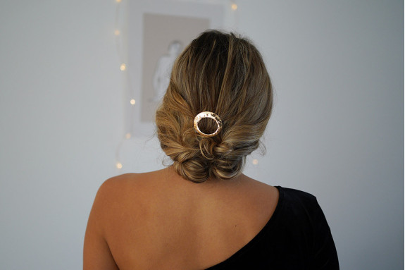 Barrette Ovale Martelée Elia dorée