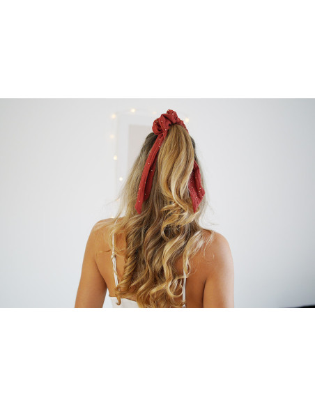 Chouchou Ruban Lina Tomette à pois dorés