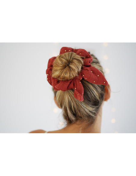 scrunchie bow Ivy Tomette with Golden Polka Dots
