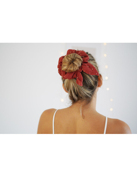 scrunchie bow Ivy Tomette with Golden Polka Dots