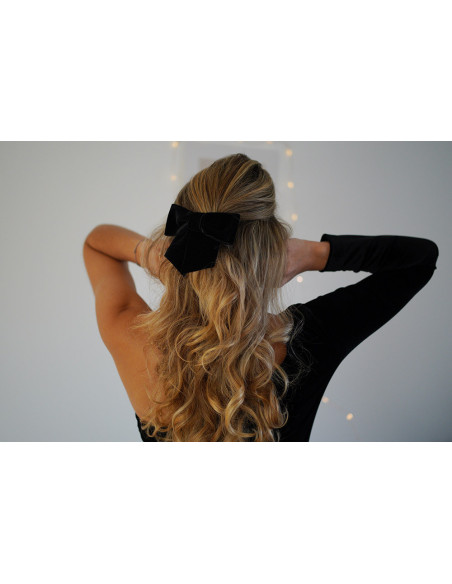 Barrette Noeud Alma Velours Noir
