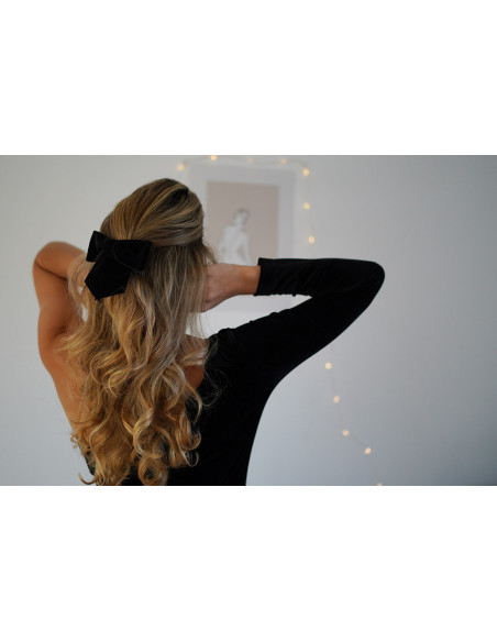 Barrette Noeud Alma Velours Noir