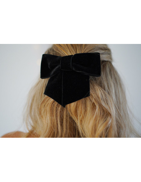 Barrette Noeud Alma Velours Noir