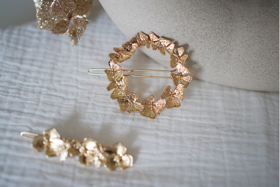 Barrette Joséphine Ronde Fleurs Dorées