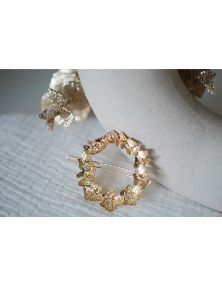 Barrette Joséphine Ronde Fleurs Dorées