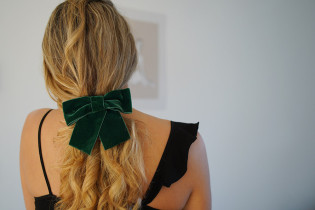 hair clip bow Alma Velours Vert Sapin 2