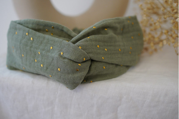headband Lina Vert Sauge et gold